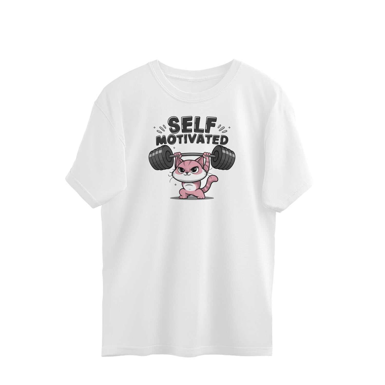 Self Motivated Cat Oversized Unisex Gym T-shirt