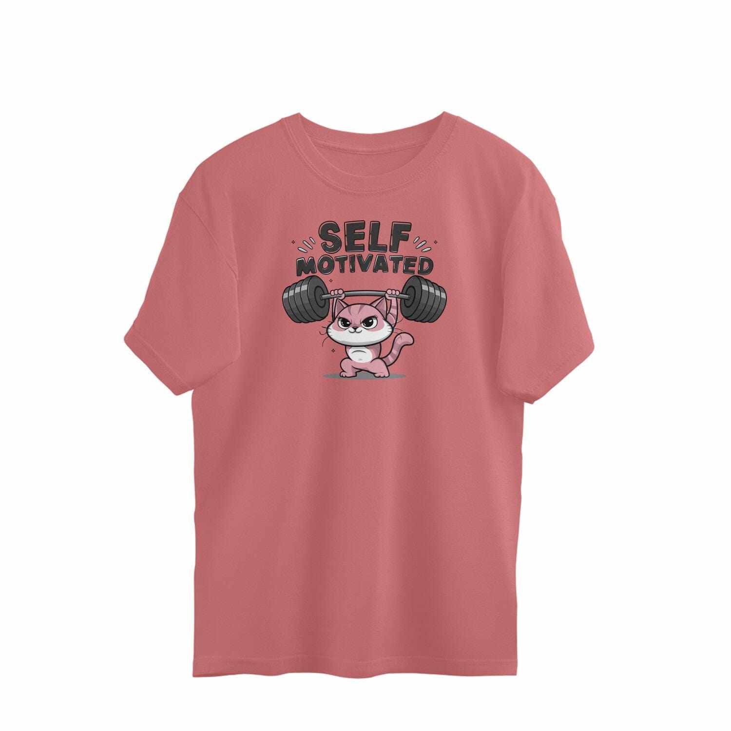 Self Motivated Cat Oversized Unisex Gym T-shirt