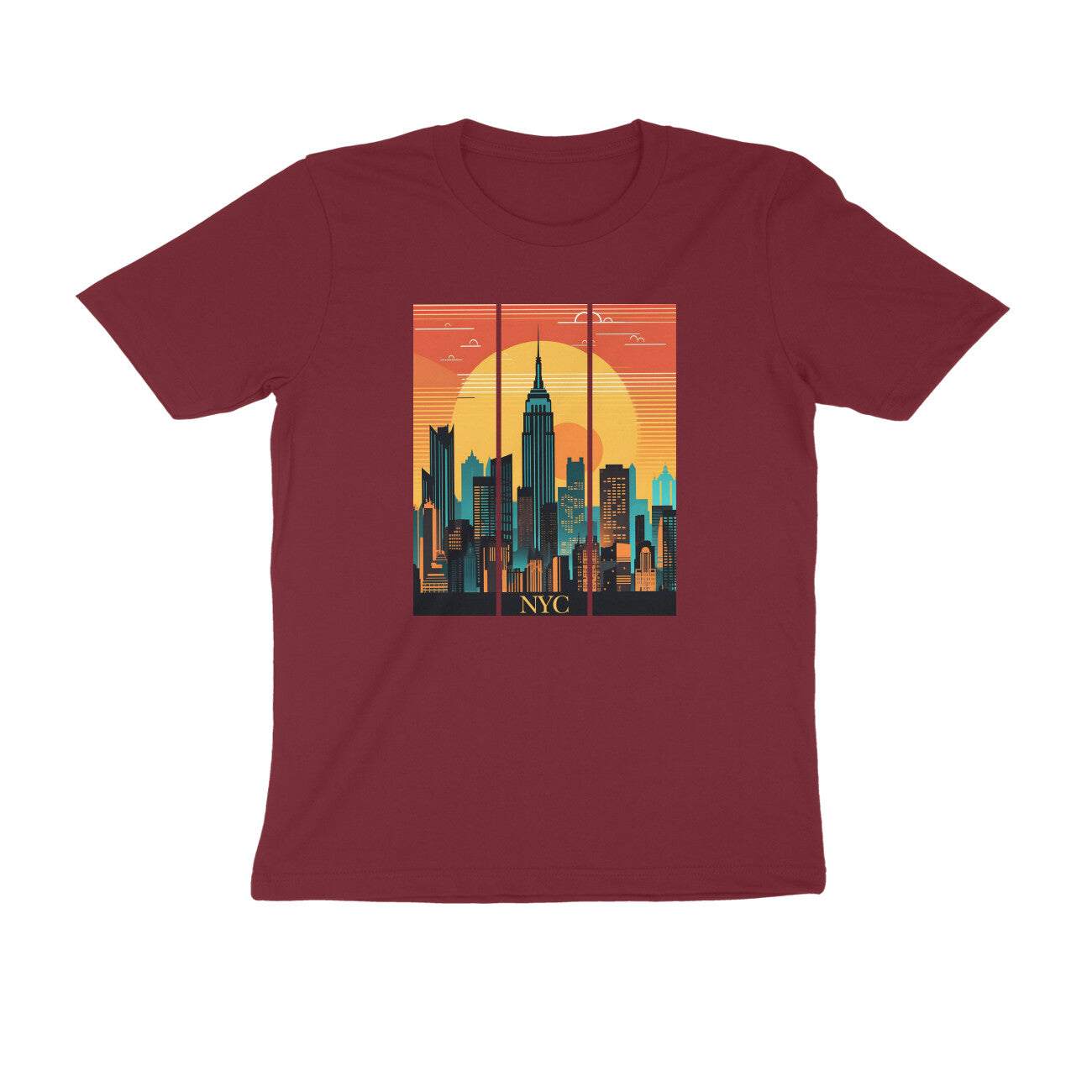 Round Neck T-shirt New York City Half Sleeve For Men and Women